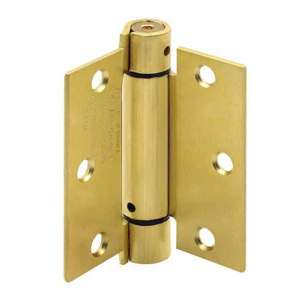 Prime-Line Door Hinge Commercial UL Adjust Self-Close, 3-1/2 in. with Sq. Corners, Satin Brass 3 Pack U 1158263 - main
